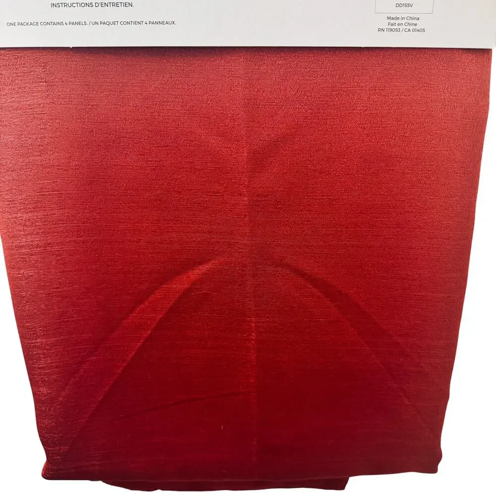 Design Decor Portugal Chili Red 4 Silk Look Curtain Panels 38
